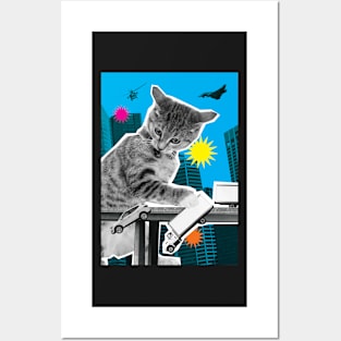 KATZILLAZ - 01 - FLYOVER ASSAULT - FELINE KAIJU - MONSTER CAT !!! Posters and Art